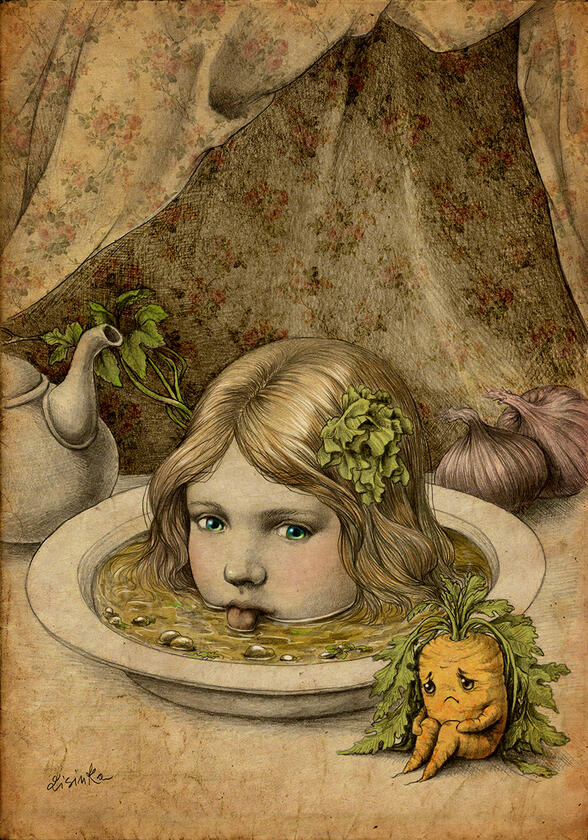 The delicious dinner of the inconsolable Mr. Carrot who didn't like soup